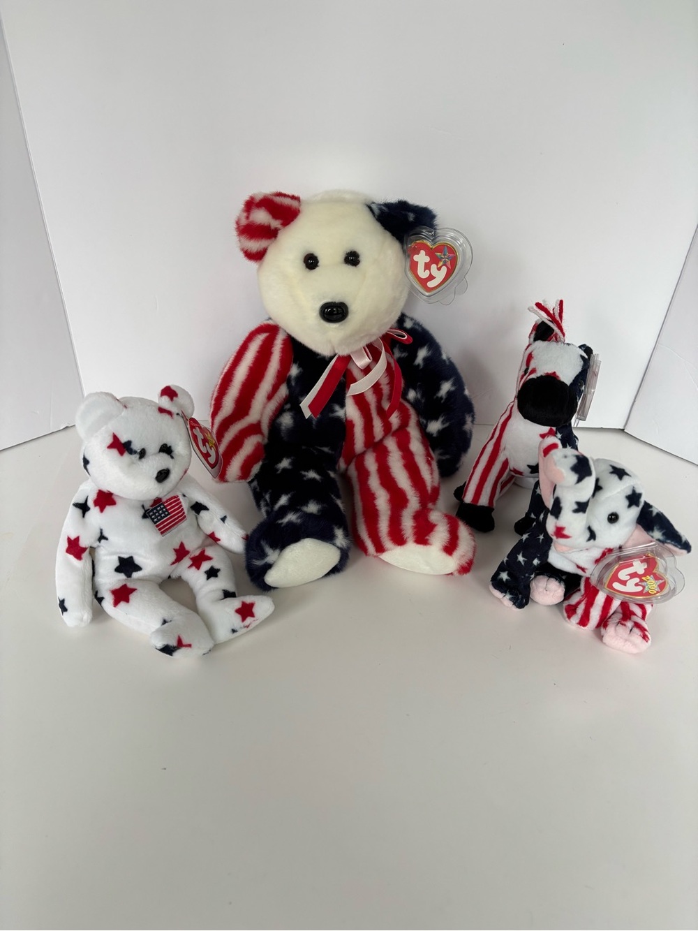 Vintage Ty Beanie Babies Patriotic Lot of 4 Spangle Righty Lefty